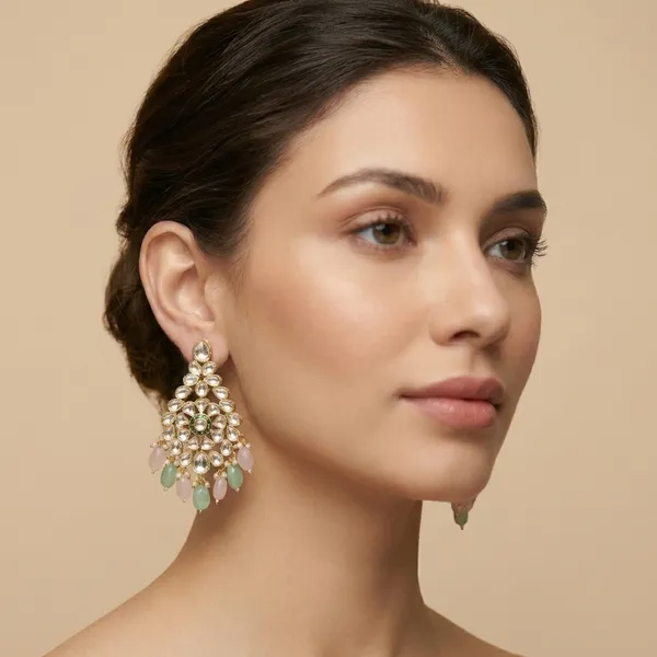 Pink_And_Green_Gold_Kundan_Chandbali_Earrings_With_Stone_Drops_For_Women