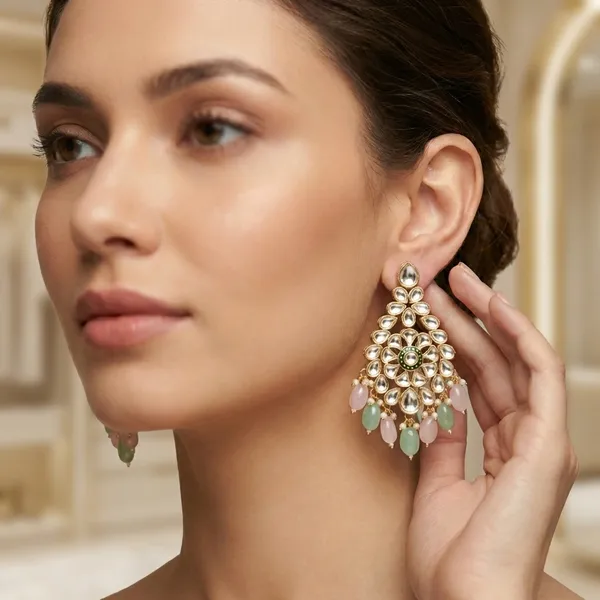 Pink_And_Green_Gold_Kundan_Chandbali_Earrings_With_Stone_Drops_For_Women