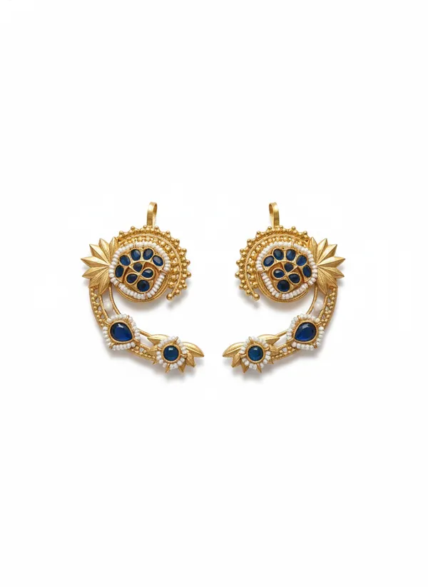 Blue_And_Gold_Elegant_Toned_Stone_Ear_Cuffs_Heirloom_Collection_For_Women