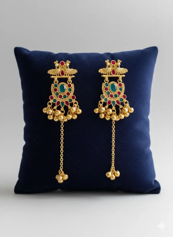 Green_And_Pink_Gold_Traditional_Plated_Kundan_Earrings_With_Stones_For_Women