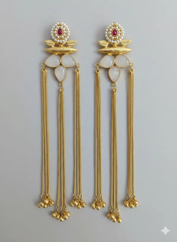 Gold_Traditional_Toned_Kundan_And_Tassel_Drop_Earrings_For_Women