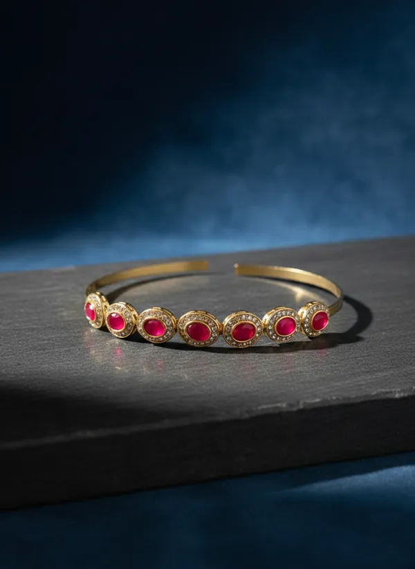 Ruby_Red_Elegant_Stone_Studded_Gold_Plated_Hair_Band_For_Women