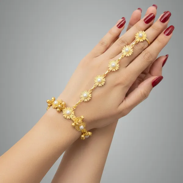Gold_Toned_Floral_Hand_Chain_Bracelet_With_Ring_For_Women