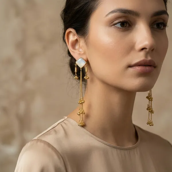 White_And_Gold_Elegant_Toned_Drop_Earrings_With_Stone_Studs_Golden_Bead_Danglers_For_Women