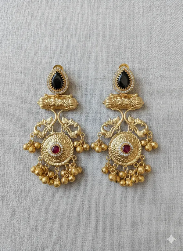 Black_And_Red_Gold_Heritage_Collection_Handcrafted_Earrings_With_Stones_For_Women