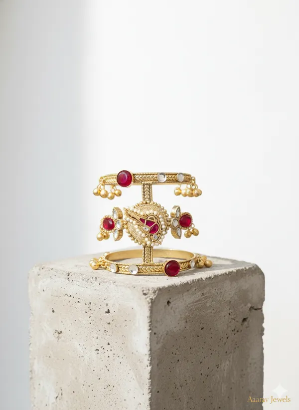 Ruby_Red_And_Gold_Traditional_Toned_Three_Tier_Jewelry_Stand_With_Stones_Pearl_Accents_For_Women