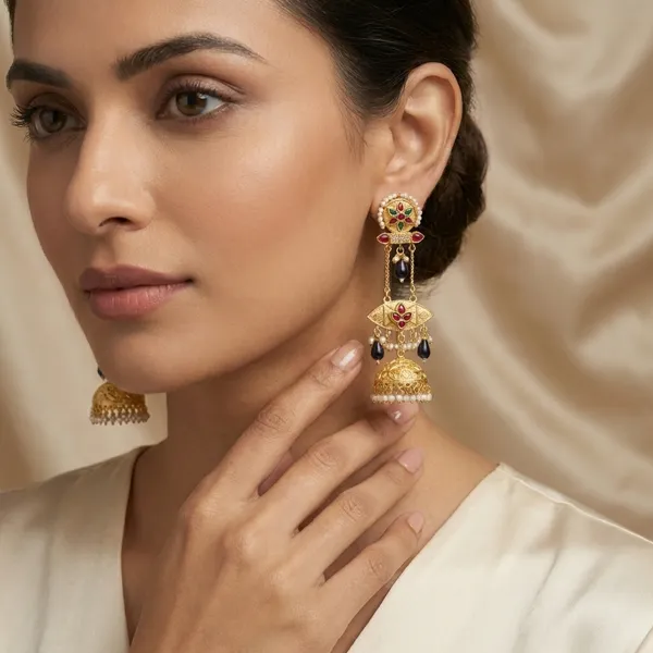 Blue_And_Gold_Traditional_Plated_Kundan_Jhumka_Earrings_With_Beads_Pearl_Drops_For_Women