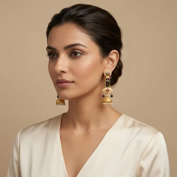 Blue_And_Gold_Traditional_Plated_Kundan_Jhumka_Earrings_With_Beads_Pearl_Drops_For_Women