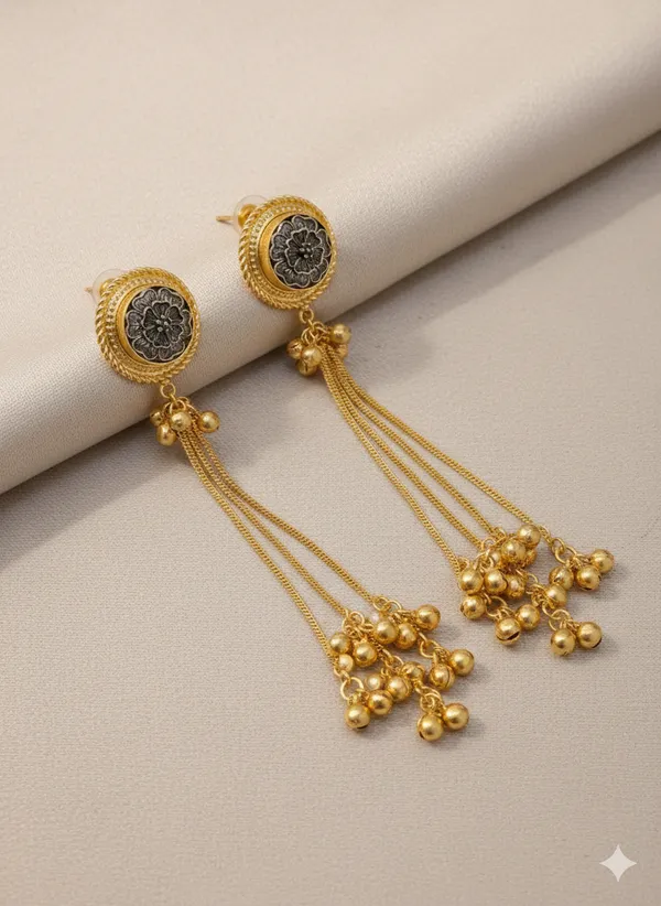 Gold_Elegant_Toned_Drop_Earrings_With_Coin_Detailing_And_Chain_Tassels_For_Women