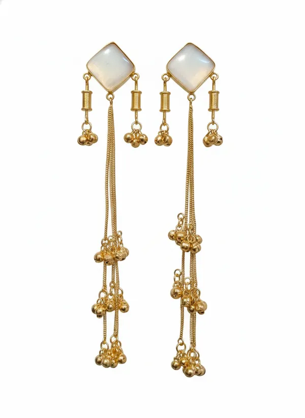 White_And_Gold_Elegant_Toned_Drop_Earrings_With_Stone_Studs_Golden_Bead_Danglers_For_Women