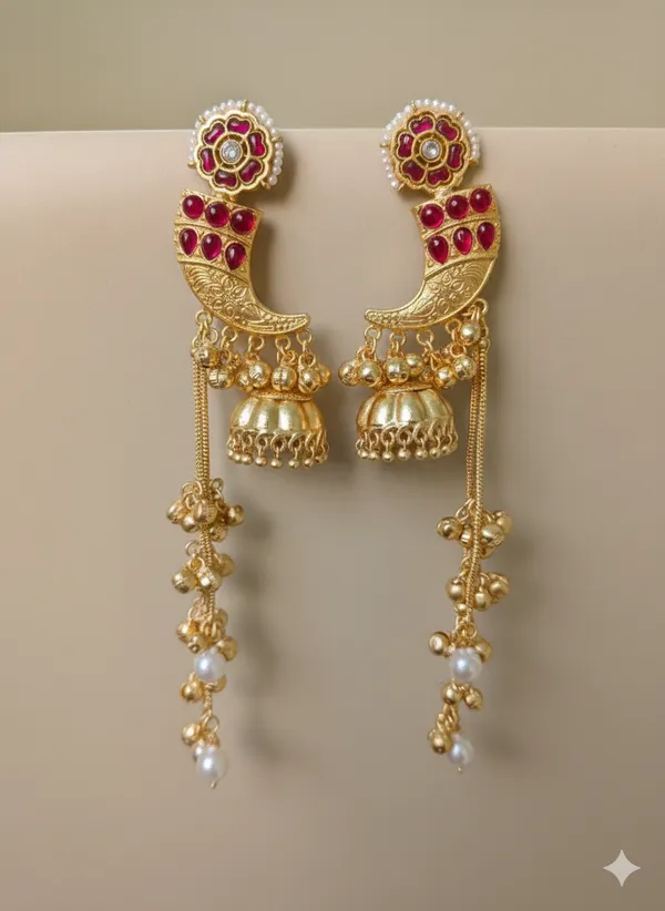 Ruby_And_Gold_Traditional_Toned_Crescent_Jhumka_Earrings_With_Stones_Pearl_Drops_For_Women