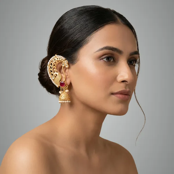 Ruby_And_Gold_Traditional_Golden_Peacock_Jhumka_Earrings_With_Stone_Pearl_Embellishments_For_Women