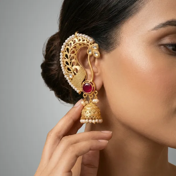 Ruby_And_Gold_Traditional_Golden_Peacock_Jhumka_Earrings_With_Stone_Pearl_Embellishments_For_Women