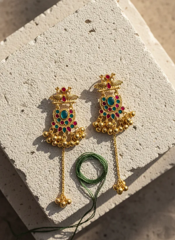 Green_And_Pink_Gold_Traditional_Plated_Kundan_Earrings_With_Stones_For_Women