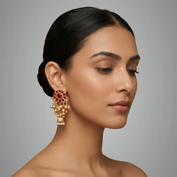 Ruby_Red_And_Gold_Traditional_Toned_Stone_Jhumka_Earrings_With_Pearl_Beads_For_Women
