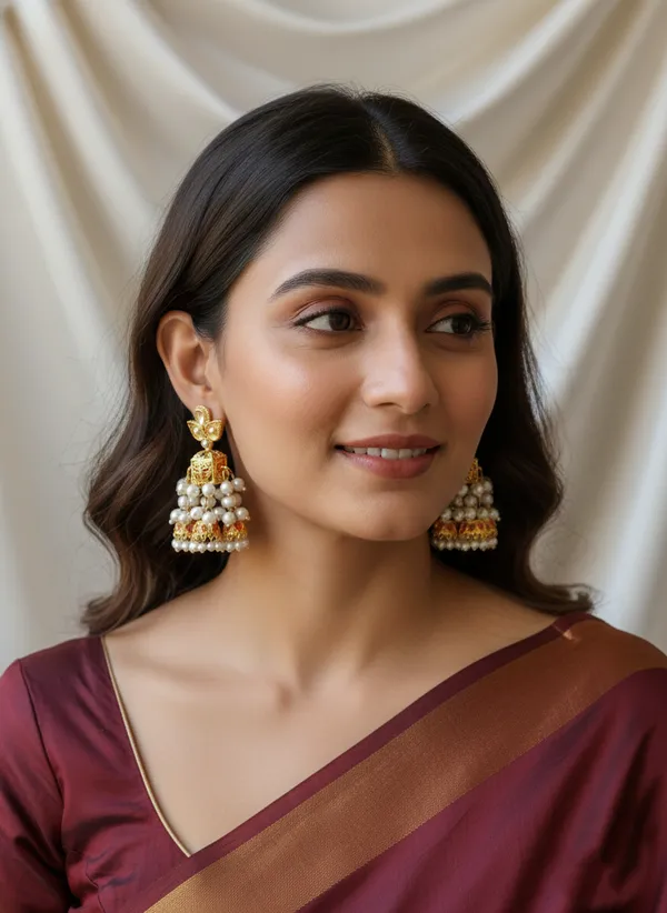 Gold_And_White_Traditional_Plated_Pearl_Jhumka_Earrings_For_Women
