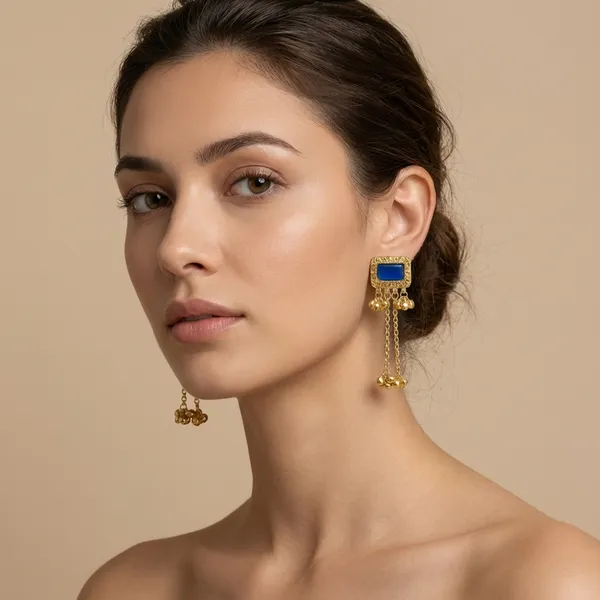 Blue_And_Gold_Elegant_Stone_Drop_Earrings_With_Golden_Chain_Danglers_For_Women
