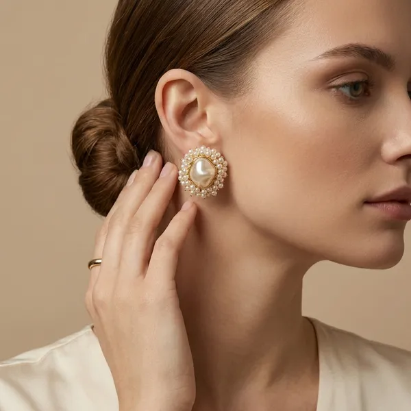 White_And_Gold_Elegant_Pearl_Studded_Stud_Earrings_With_Mother_Of_Center_For_Women