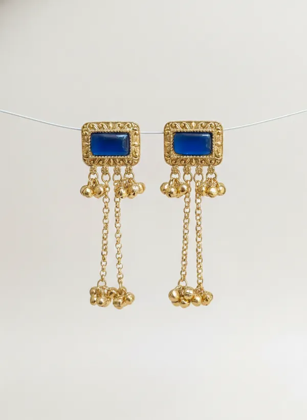 Blue_And_Gold_Elegant_Stone_Drop_Earrings_With_Golden_Chain_Danglers_For_Women