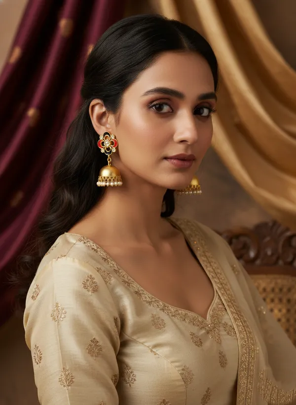 Gold_And_White_Plated_Meenakari_Jhumka_Earrings_With_Pearl_Drops_For_Women