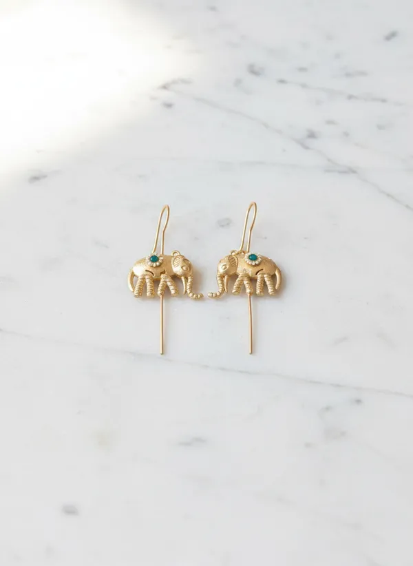 Blue_And_Gold_Golden_Elephant_Drop_Earrings_With_Stone_Accent_For_Women