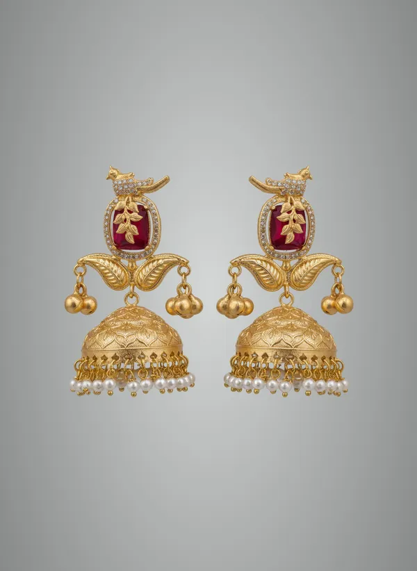 Ruby_And_Gold_Traditional_Plated_Stone_Jhumka_Earrings_With_Pearl_Drops_For_Women