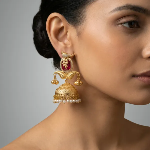 Ruby_And_Gold_Traditional_Plated_Stone_Jhumka_Earrings_With_Pearl_Drops_For_Women