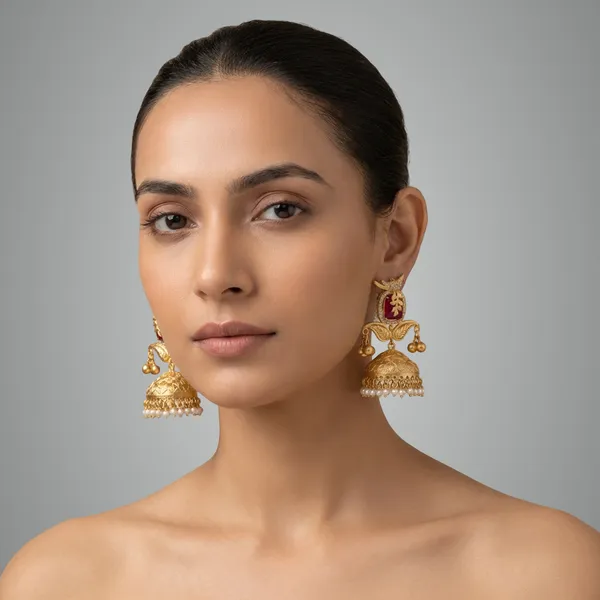 Ruby_And_Gold_Traditional_Plated_Stone_Jhumka_Earrings_With_Pearl_Drops_For_Women