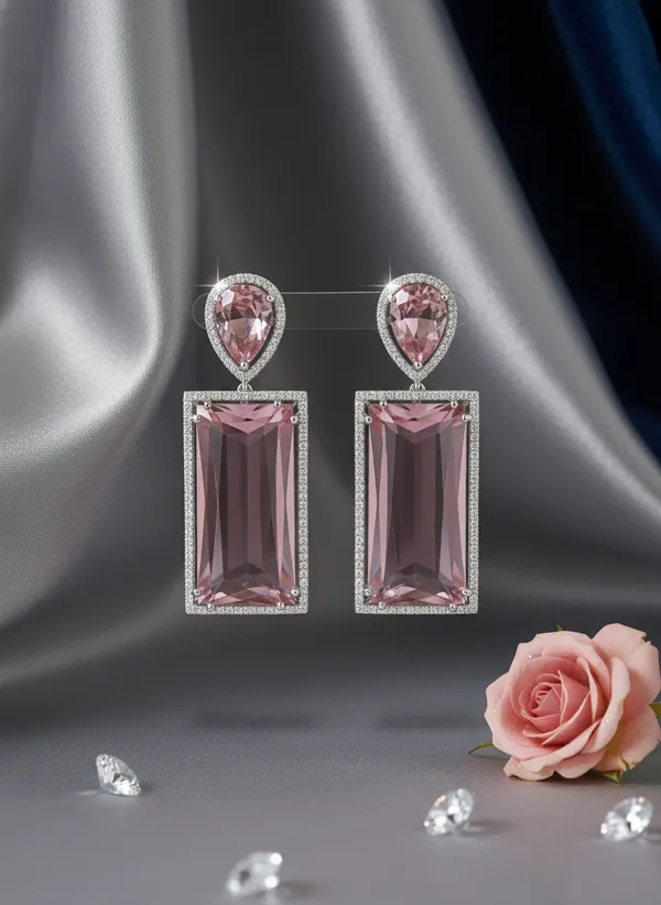 Pink_Elegant_Teardrop_Stone_Earrings_With_Crystal_Halo_For_Women