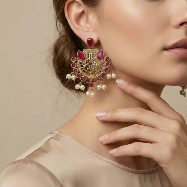Gold_And_White_Toned_Kemp_Stone_Chandbali_Earrings_With_Pearl_Drops_For_Women