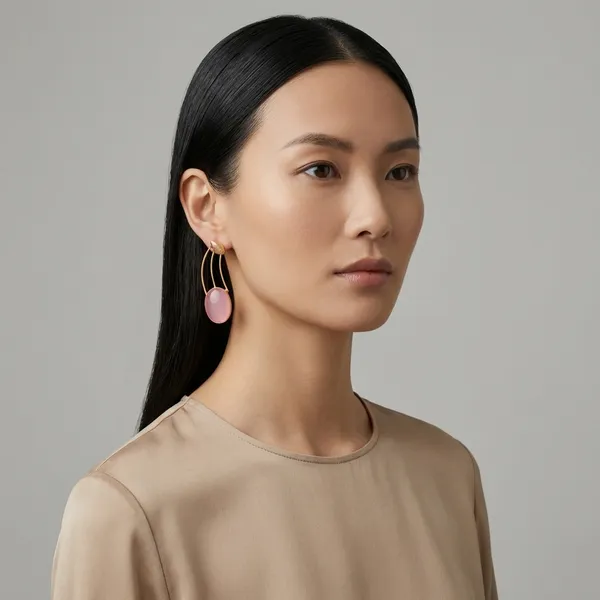 Pink_And_Gold_Golden_Oval_Cabochon_Earrings_With_Stone_For_Women