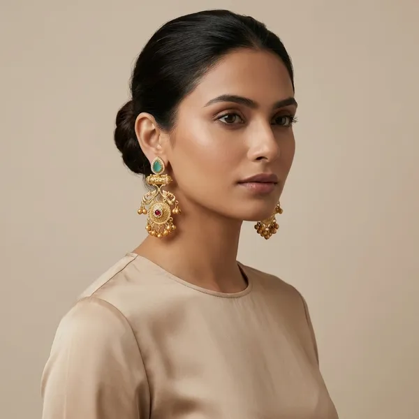 Turquoise_And_Gold_Traditional_Toned_Temple_Earrings_With_Stone_Ghungroo_Danglers_For_Women