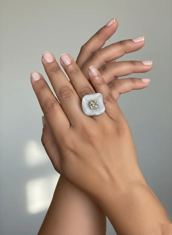 Gold_And_White_Elegant_Cushion_Shaped_Crystal_Statement_Ring_For_Women