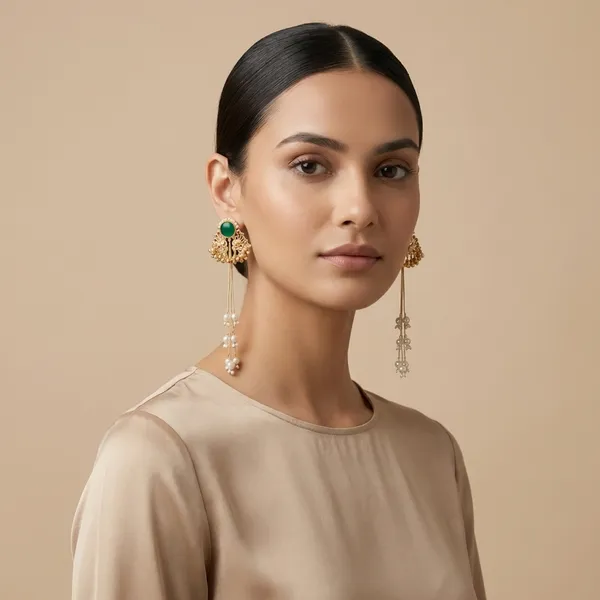 Green_And_Gold_Elegant_Stone_Toned_Drop_Earrings_With_Pearl_Danglers_For_Women