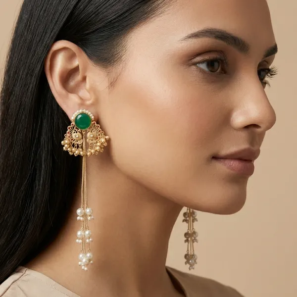 Green_And_Gold_Elegant_Stone_Toned_Drop_Earrings_With_Pearl_Danglers_For_Women