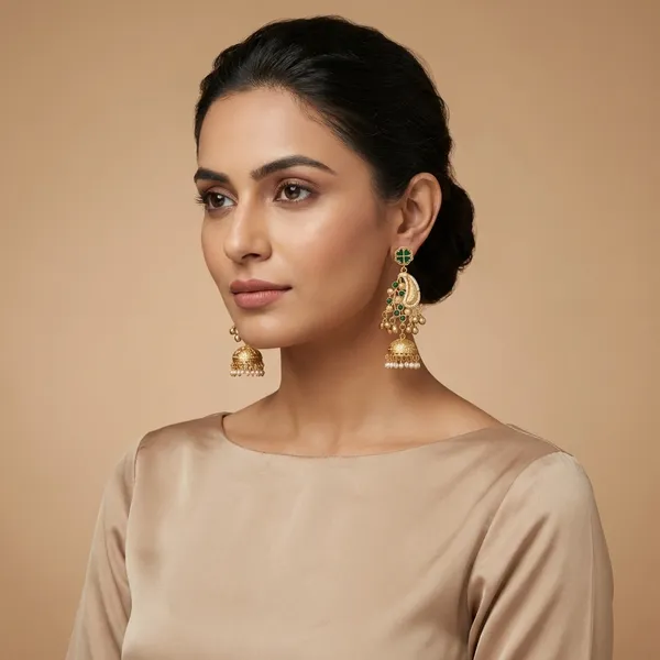 Green_And_Gold_Antique_Plated_Kundan_Jhumka_Earrings_With_Stones_Pearl_Danglers_For_Women