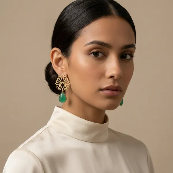 Teal_Teardrop_Filigree_Earrings_For_Women