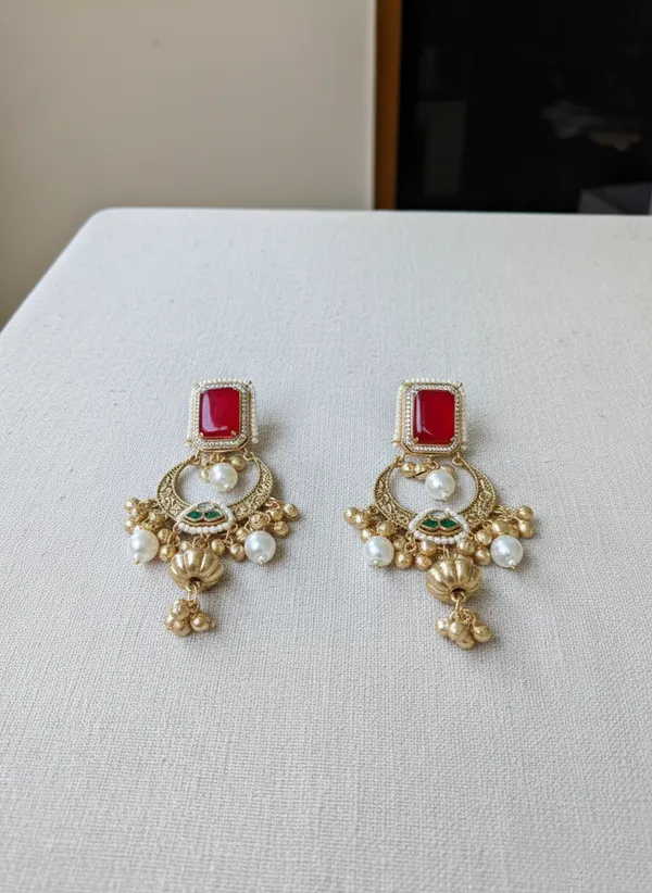 Red_And_Gold_Traditional_Plated_Stone_Chandbali_Earrings_With_Pearl_Drops_For_Women