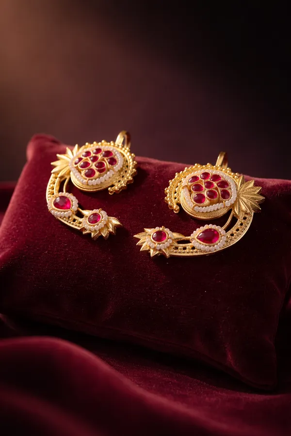Ruby_And_Gold_Traditional_Plated_Stone_Ear_Cuff_Earrings_For_Women