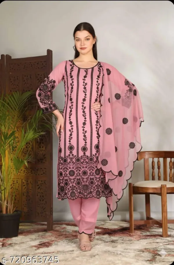 Pink_Georgette_With_Embroidery_Kurti_Set_For_Women
