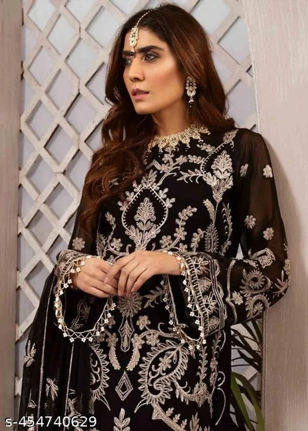 Black_Georgette_With_Chikankari_Embroidery_Kurta_Set_For_Women