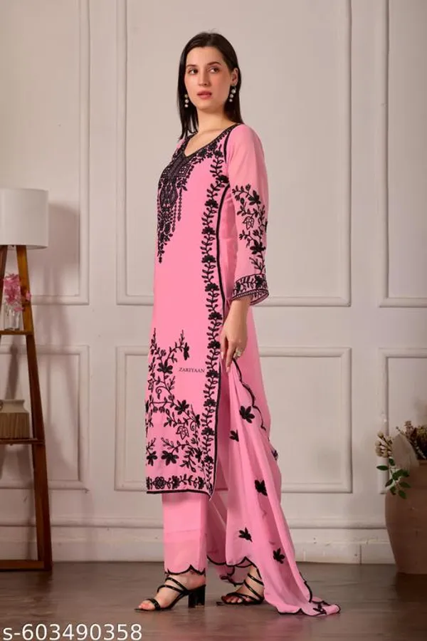 Pink_Georgette_With_Embroidery_Kurti_Set_For_Women