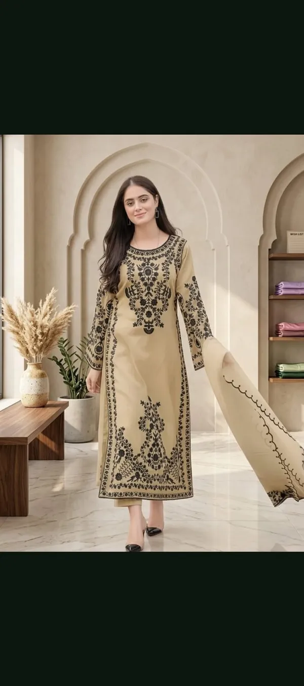 Brown_Faux_Georgette_With_Chikankari_Hand_Embroidery_Kurti_Set_For_Women