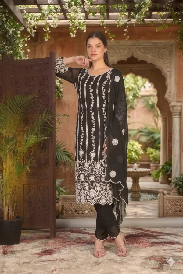 Elegant_Black_Georgette_3_Piece_Suit_Set_with_White_Thread_Embroidery_|_Designer_Kurta_Palazzo_Dupatta_|_Festive_Wear