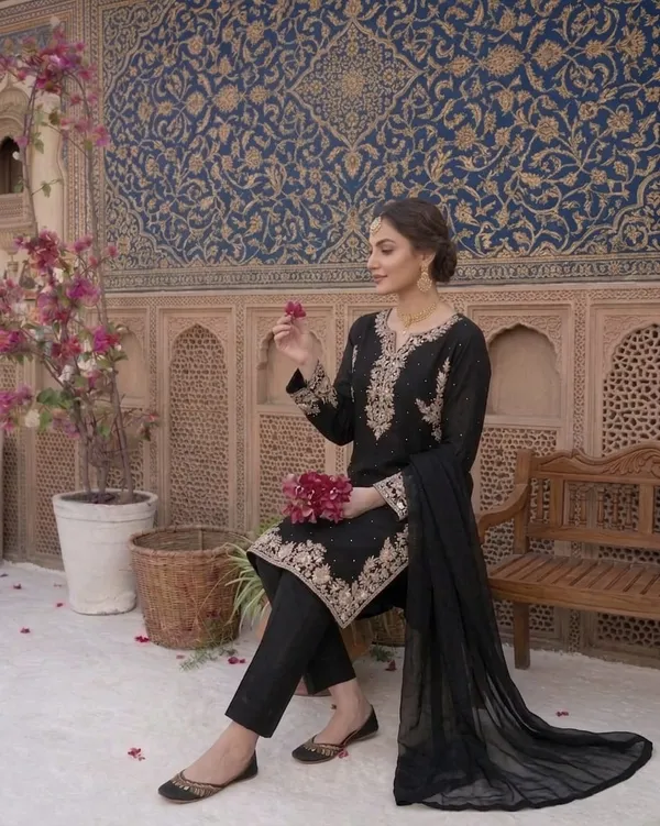 Luxury_Black_Georgette_3_Piece_Suit_Set_with_Golden_Embroidery_|_Designer_Kurta_Palazzo_Dupatta_|_Wedding_&_Festive_Wear