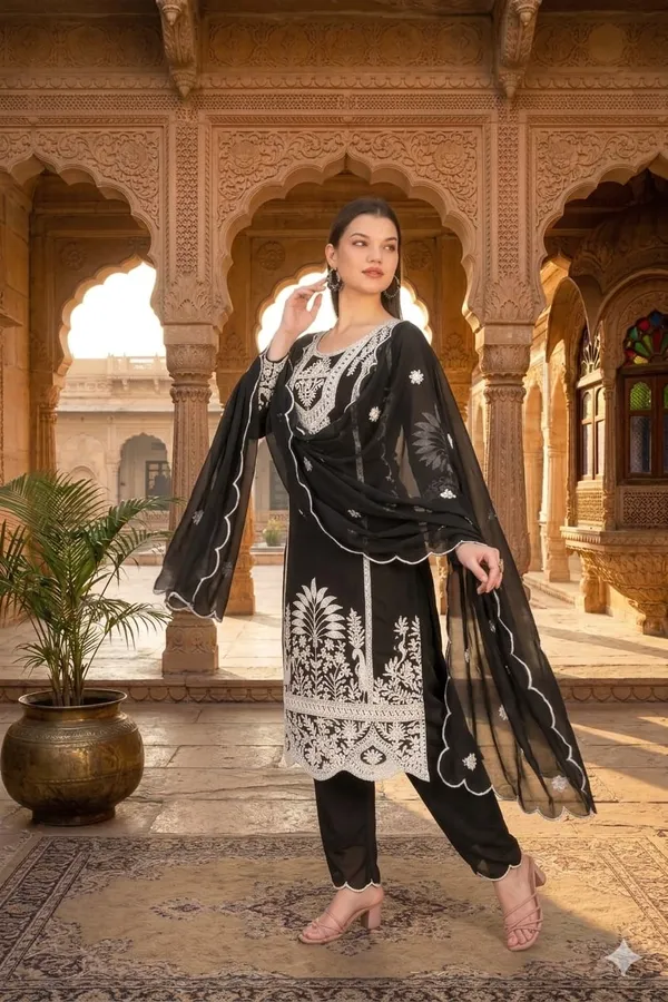 Luxury_Black_Georgette_3_Piece_Suit_Set_with_Heavy_White_Embroidery_|_Designer_Kurta_Palazzo_Dupatta_|_Festive_&_Wedding_Wear