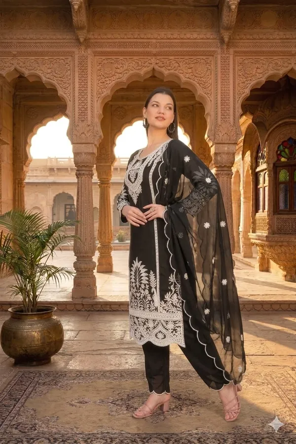 Luxury_Black_Georgette_3_Piece_Suit_Set_with_Heavy_White_Embroidery_|_Designer_Kurta_Palazzo_Dupatta_|_Festive_&_Wedding_Wear