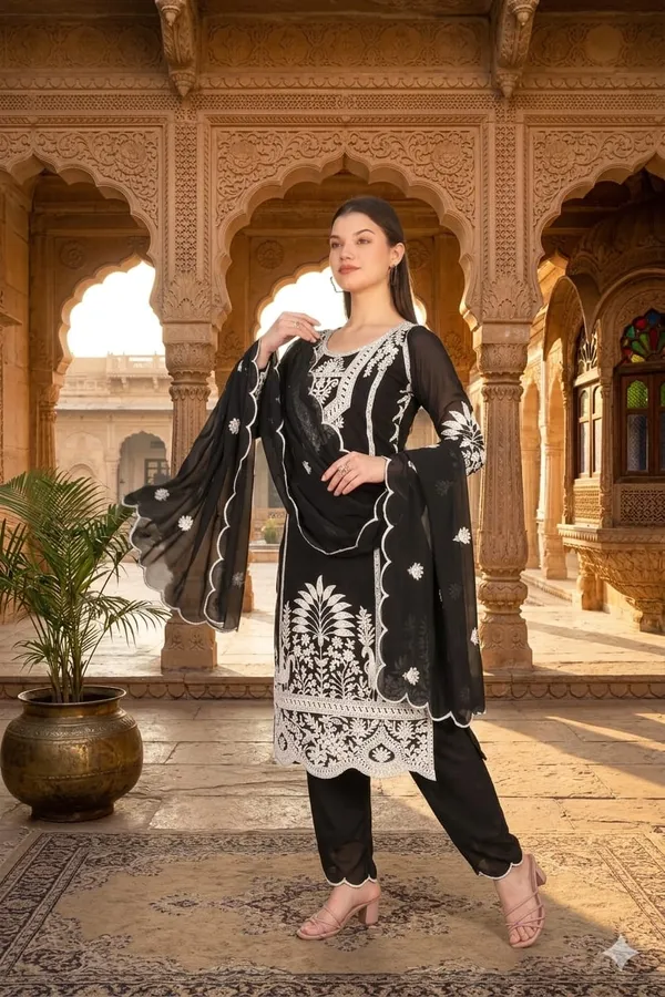 Luxury_Black_Georgette_3_Piece_Suit_Set_with_Heavy_White_Embroidery_|_Designer_Kurta_Palazzo_Dupatta_|_Festive_&_Wedding_Wear