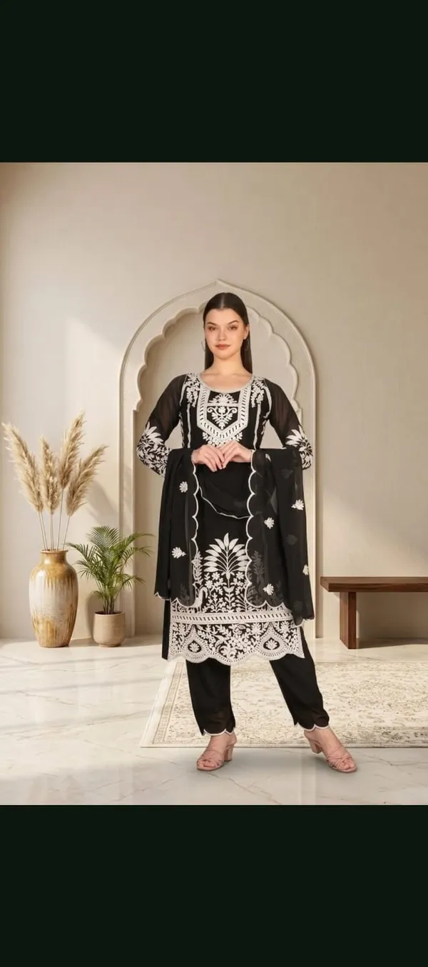 Luxury_Black_Georgette_3_Piece_Suit_Set_with_Heavy_White_Embroidery_|_Designer_Kurta_Palazzo_Dupatta_|_Festive_&_Wedding_Wear