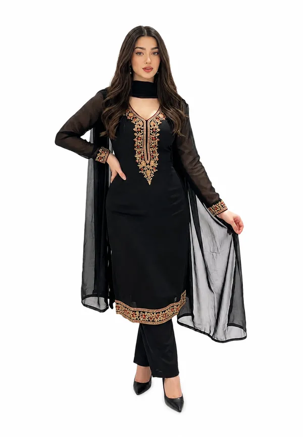 ZARIYAAN_Noir_Embroidered_Kurta_Set